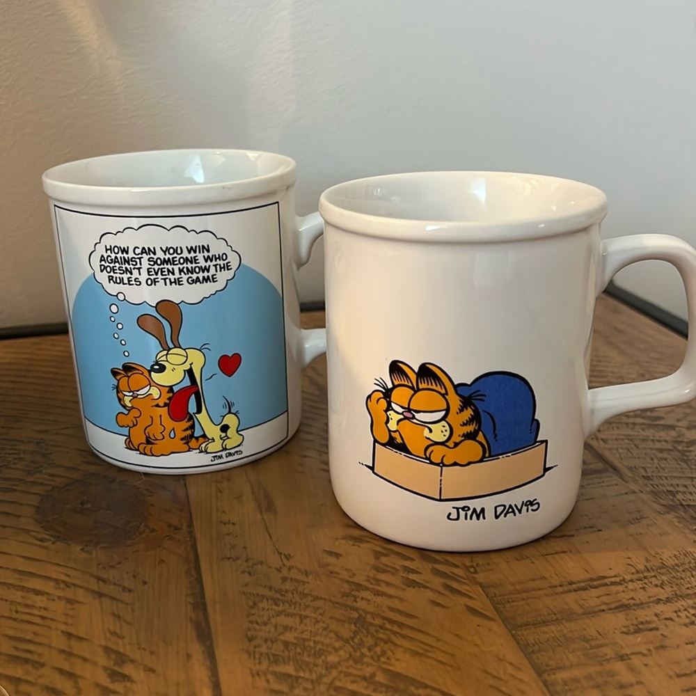 Vintage 1981 Garfield Mugs Jim Davis | set of TWO